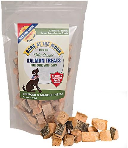 Premium Salmon Dog Treats Made in USA Only - One Ingredient: Wild Caught American Salmon - Freeze Dried, Human Grade - No Additives or Preservatives - Grain Free - Purr-fect Healthy Cat Snack too