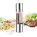 Stainless Steel Salt and Pepper Grinder - Mixoo 2 in 1 Manual Salt & Pepper Mill Shakers Refillable with Dual Adjustable Coarseness and Clear Acrylic Body
