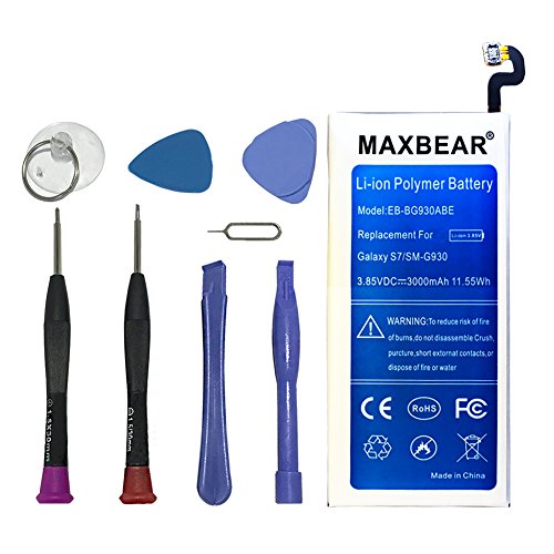 Galaxy S7 Battery,MAXBEAR [3000mAh] Lithium Ion Polymern Built-in Battery EB-BG930ABE Replacement for Samsung Galaxy S7 SM-G930 G930V G930A G930T G930P G930F with Open Tool.[12 Month Warranty]