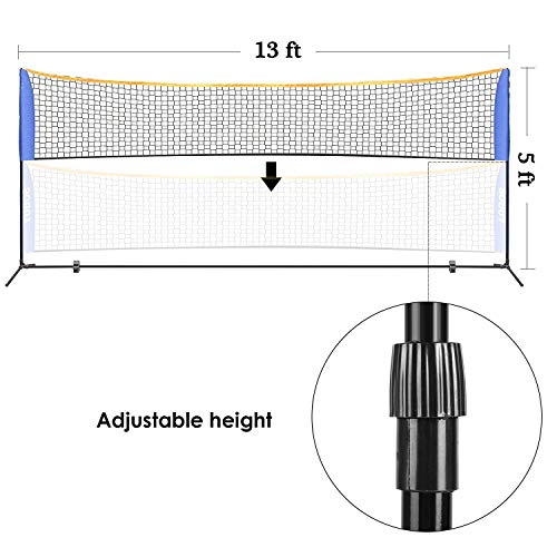 femor Portable Badminton Tennis Net - 13 ft Net for Soccer Tennis, Kids Volleyball, Beach Ball - Sports Net with Poles & Carrying Bag for Indoor, Outdoor, Beach, Backyard