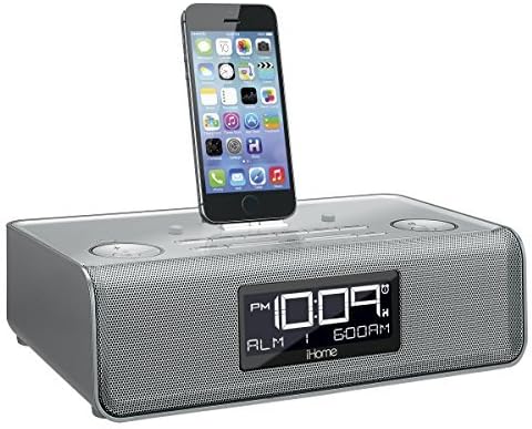 iHome iDL43S Dual Charging Stereo FM Clock Radio with Lightning Dock and USB Charge/Play - Silver