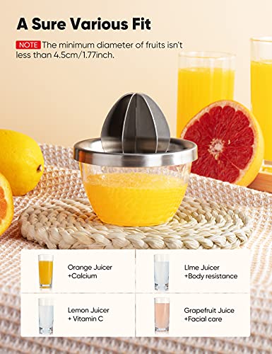 Lemon Squeezer Stainless Steel, Manual Citrus Lemon Orange Juicer 300ML Easy to Juice and Seed-free Hand Juicer TREBLEWIND