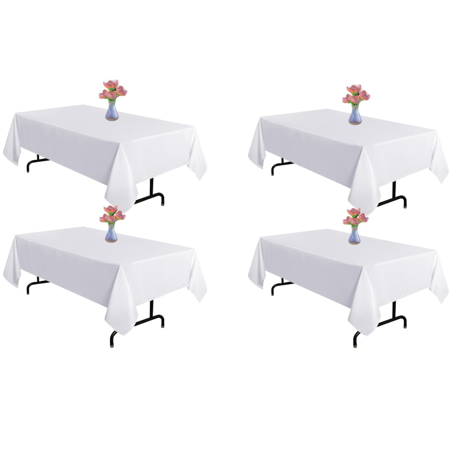 Vnituasr 4 Pack153×320cm White Table Clothes for 8 Foot Rectangle Tables, Polyester Washable Fabric Table Cloth for Wedding Banquet, Restaurant, Parties（ 60 x 126 Inch）
