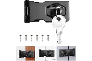 Snillok 2.5 Inch Keyed Hasp Lock Hasp and Staple with Padlock, Knob Locking Hasp Heavy Duty Shed Lock Door Lock Hasp Safety D