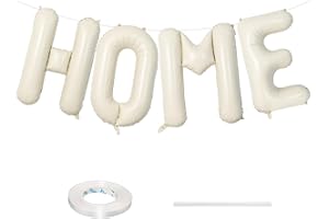 LINGQIANG 40 Inch Beige HOME Balloon for Housewarming Party Decorations, Large Cream New Home Welcome Balloon Letter Banner, Ivory White Sand Balloons Sign for Sweet House Warming Homecoming Party Decor