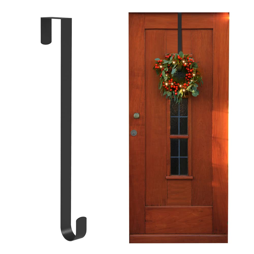 ANSIO Christmas Wreath Hanger for Front Door, 15'' /38cm Wreath Holder for Christmas Decor - Pack of 1 - Black
