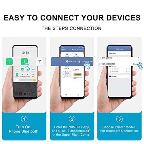 Portable Mini Handheld Thermal Label Printer, Wireless Bluetooth Label Maker USB Rechargeable for Office Home Store Organization (White, 1 Roll Paper)