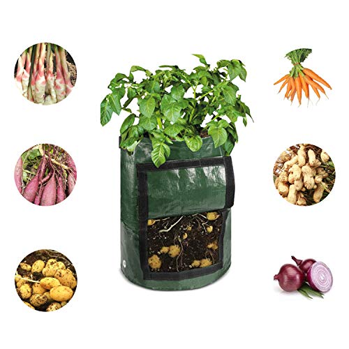 S-Mechanic Potato Grow Bags - 2 Pack 10 Gallon and 2 Pack 7 Gallon Garden Vegetables Planter Bags with Handles and Access Flap for Grow Vegetables - Vegetable Growing Bags Outdoor