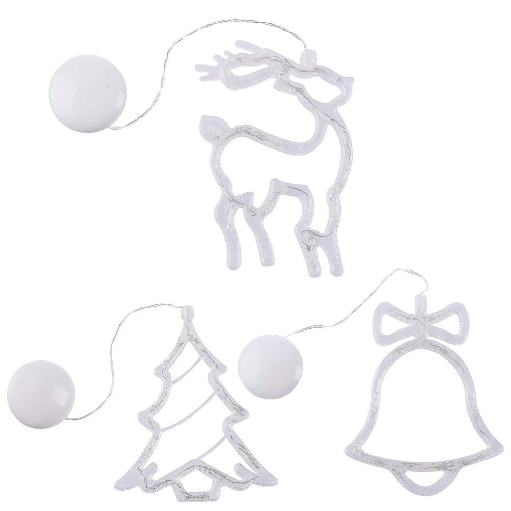 Minkissy 3 Pcs Christmas Window Lights Led Christmas Lights Christmas Indoor Window Light Decoration Christmas Decorative Novelty Lights Merry Christmas ( Reindeer, Christmas Tree and Bell )