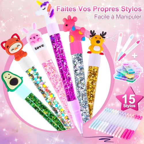 Kazzley Make a pen, pen creation kit with 55+ accessories, children's craft kit, gift idea for girls 4 6 8 years, manual activity for children 5 7 9 10 years, birthday gift for girls and boys