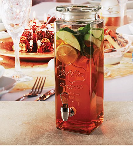 Circleware-Tall-Square-Mason-Jar-Glass-Beverage-Dispenser-with-Lid-Fun-Party-Entertainment-Kitchen-Glassware-Water-Pitcher-for-Juice-Beer-Punch-Iced-Tea-Cold-Drinks-25-Quarts-Yorkshire