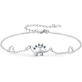 Freesloth 925 Sterling Silver Bracelets Dinosaur/Rose/Hummingbird/Infinite Love/Elephant Bracelets Animal Bracelets Gift Jewelry for Women Girlfriend