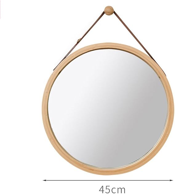 DW&HX Badezimmerspiegel Runde spiegel,Bambus-holz-rahmen Wandmontage