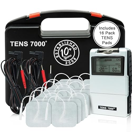 TENS 7000 Digital TENS Machine with Accessories, Includes 16 Pack Electrodes - TENS Unit Muscle Stimulator for Back Pain Relief, General Pain Relief, Neck Pain, Sciatica Pain Relief, Nerve Pain Relief