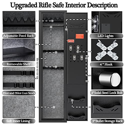 KAER 35 Rifle Gun Safe,Gun Safes for Rifles and Pistols,Biometric
