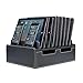 MobileVision 10-Port USB Charging Station in Executive PU Black Leather for Smartphones & Tablets Family-Sized or use in Corporate Offices, Classrooms