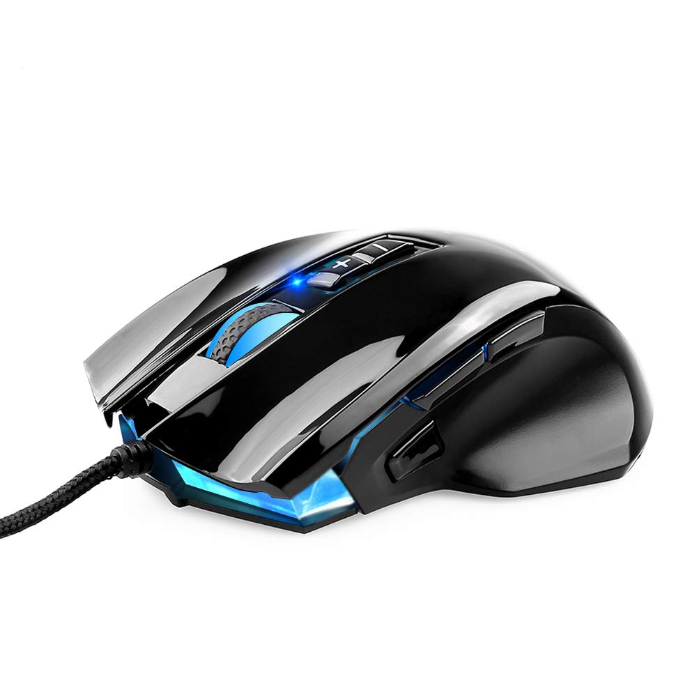 Philips Gaming Mouse, USB Wired Optical Gaming Mice with 4000 DPI High Precision, 3 Programmable Side Buttons, 4 Adjustable DPI Levels, 8 Buttons with 7 Backlight Modes for Notebook, PC, Laptop, Macbo