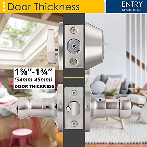 2 Pack Keyed Alike Entry Lever Door Handle and Single Cylinder Deadbolt
