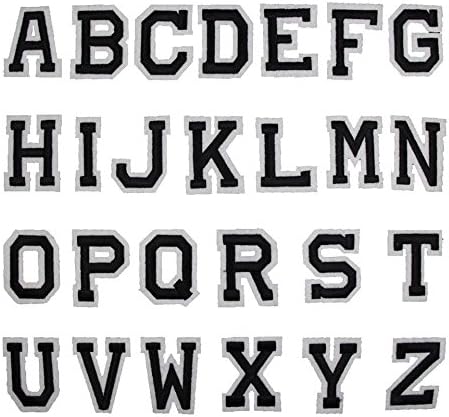 Alphabet Letters Iron on Patches Crafts Sew on patch Applique Badge Black White (A)