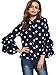 Floerns Women's Polka Dot Layered Ruffle Bell Sleeve Sheer Shirt Blouse Tops