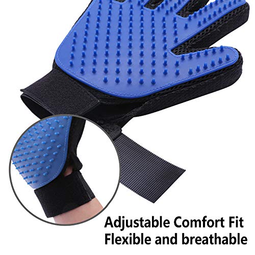 NHILES Pet Grooming Glove, Dog Hair Remover, Cat Grooming Deshedding Glove Brush, Detangle, Gentle and Efficient Massage Tool for Dog/Cat/Horse, Pet Combs One Pair
