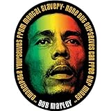 Bob Marley - Emancipate Yourself From Mental Slavery Oval Sticker / Decal with Tri-Color Face