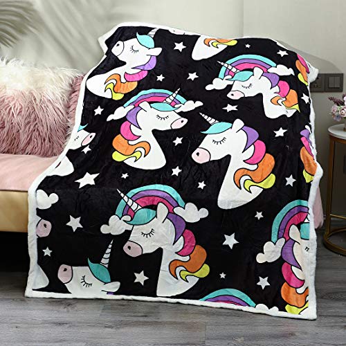 2 FairyShe+Cartoon+Sherpa+Blanket+Unicorn