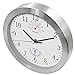 Magho Battery Operated Silent Non-ticking Indoor Wall Clock with Temperature & Humidity ,Glass Cover,Silver Color(Aluminum Metal Frame, 10')