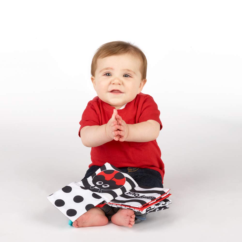 Sassy Peek-a-Boo Activity Book with Attachable Link for On-The-Go Travel | Black & White | for Ages Newborn and Up : Baby