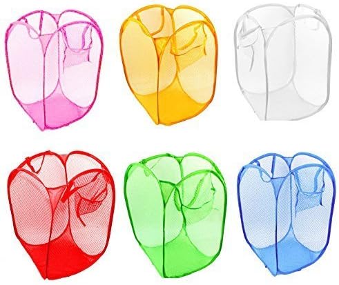 2 PCS Foldable Pop Up Laundry Bag Basket (fine mesh-random color)