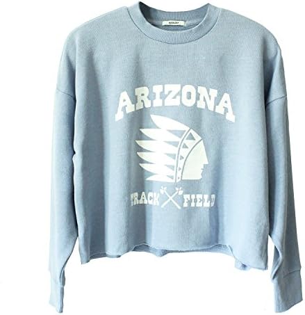 ROOLOY Women's Casual Graphic Long Sleeve Pullover Sweatshirt(Blue,S)