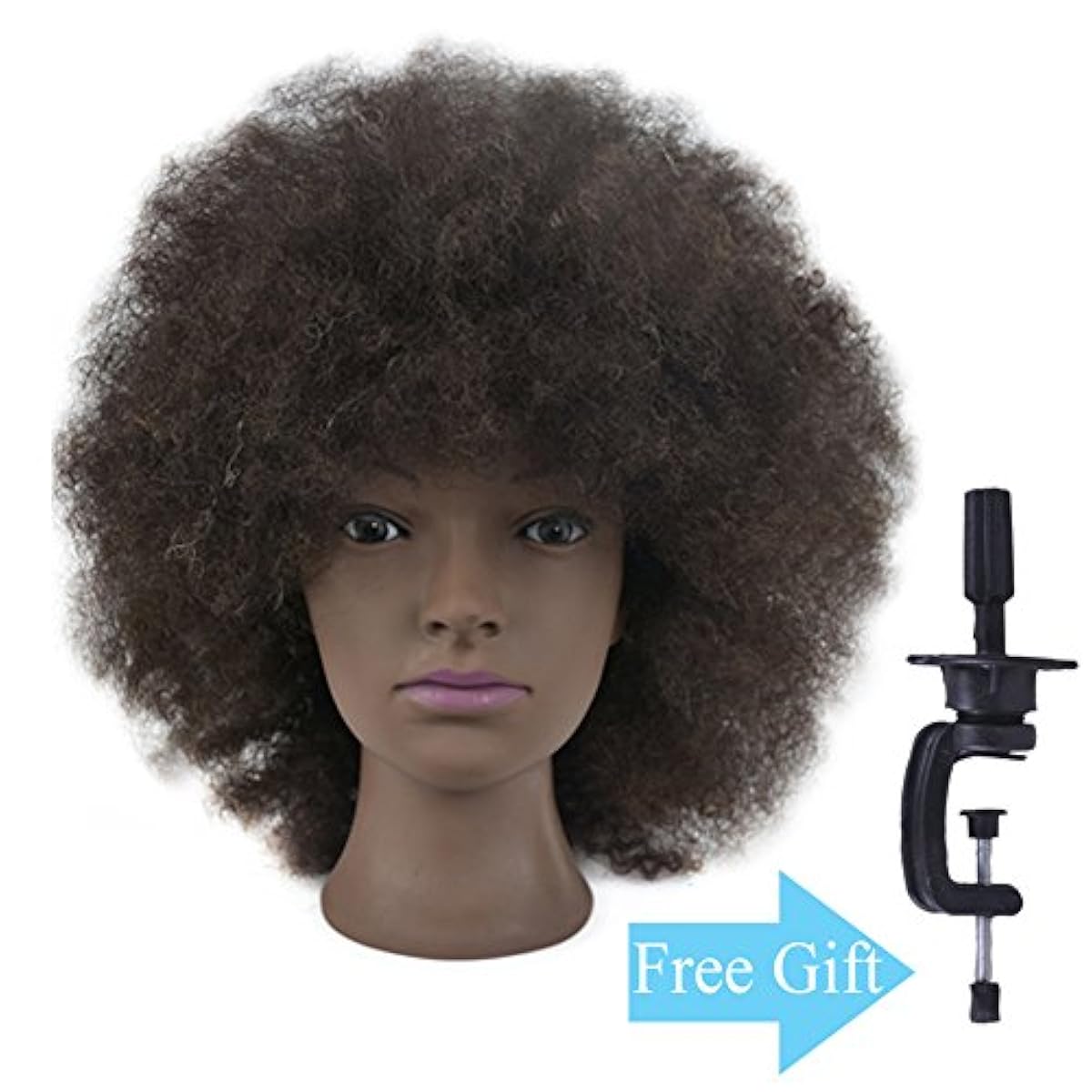 10" Mannequin Head African American with 100 Human Hair Cosmetology
