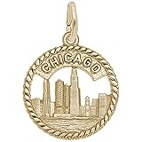 10k Yellow Gold Chicago Skyline Charm, Charms for