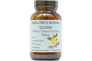 Barlowe's Herbal Elixirs Tribulus Terrestris Extract | 40% Protodioscin & 90% Total Saponins | 500mg Per Capsule | 60 Veggie Capsules | Glass Bottle