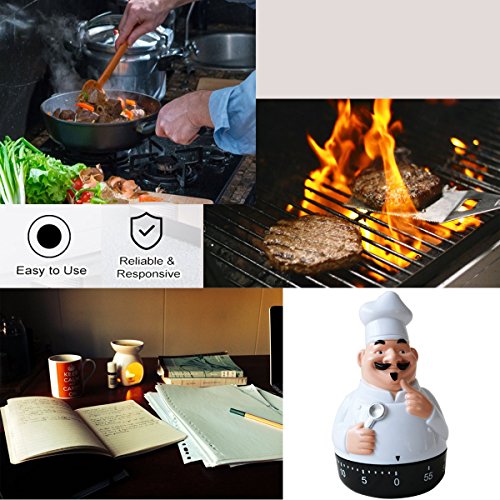 Small Black 60 Minutes Cute Timer for Kids Chef Timers Shape Mechanical Timer Cooking Timer Kitchen Kids Timer - Thumbnail 4