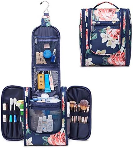 Hanging Travel Toiletry Bag Kit Cosmetic Makeup Organizer for Women and Men (Blue Peony) 7 Hanging Travel Toiletry Bag Kit Cosmetic Makeup Organizer for Women and Men (Blue Peony)