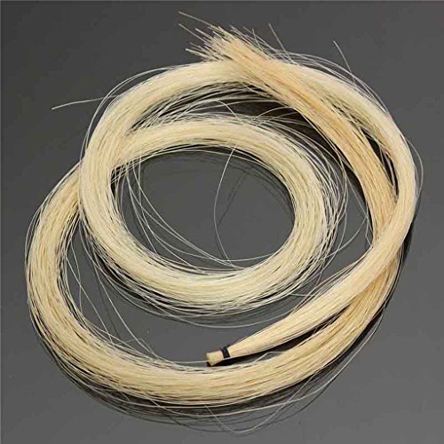 image for MonkeyJack 2 Hanks of Violin Bow Hair White Horse Tail for Violin Viol