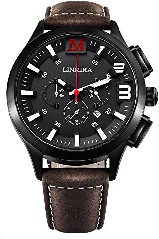 LINMIRA Big Dial Luminous Pointer Multi-Functional Water Resistant Quartz Sports Men Watch