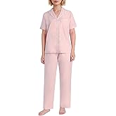 Pintage Women's Petite Pajama Set Cotton Poplin Pjs