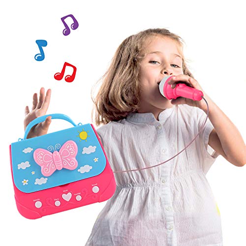 ROFAKU Kids Karaoke Machine, Girls Karaoke Machine Toys Music Player with Microphone and Lights, Battery Operated Portable Singing Machine with Adorable Sing-Along Boom Box for Girls - Thumbnail 2