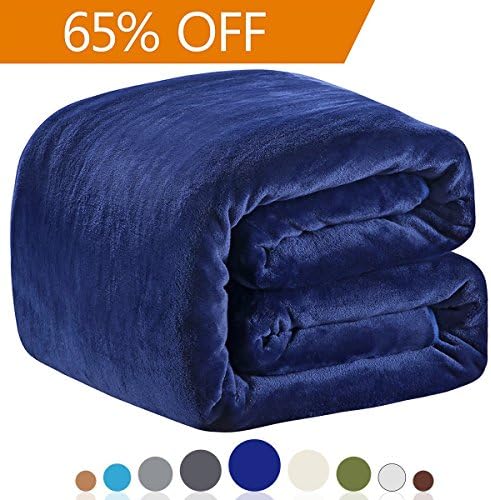 Fleece Blanket Travel Size 350GSM Lightweight Throw for The Bed Extra Soft Brush Fabric Super Warm Sofa Throw Blanket 50" x 61"(Royal Blue Travel)