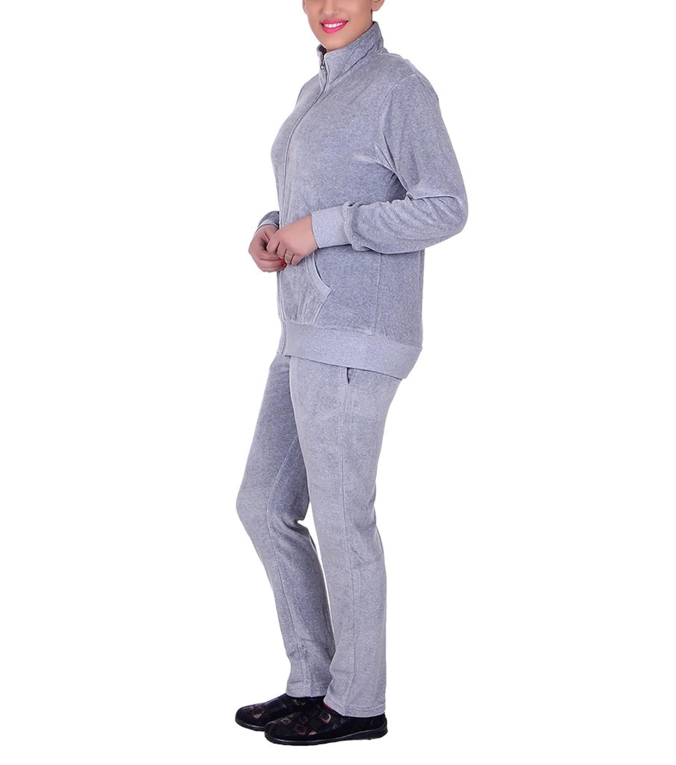 vivid bharti style collar cotton velvet/shearing tracksuit
