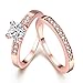 TIVANI [Eternity Love] Women's Pretty 18K Rose Gold Plated Solitaire CZ Crystal Engagement Rings Set Best Promise Rings for Her Anniversary Wedding Bands Collection Jewelry Rings