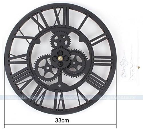Muktat_ Large Vintage Gear Wall Clock Mute Clock Handmade Rustic Art Home Antique Decor