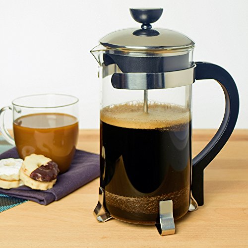 Primula Classic French Press Coffee/Tea Maker - Glass 8 Cup/32 Oz, Black/Chrome Accents