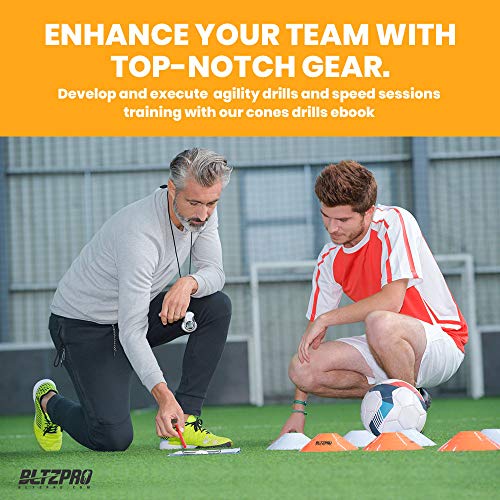 Bltzpro Training Cones(Set of 56)- Soccer/Football Cones for Training Kids with Stack Holder and Carrying Bag. Ideal for Speed Practice & Agility Workout, Exercises for All Athletics Needs.