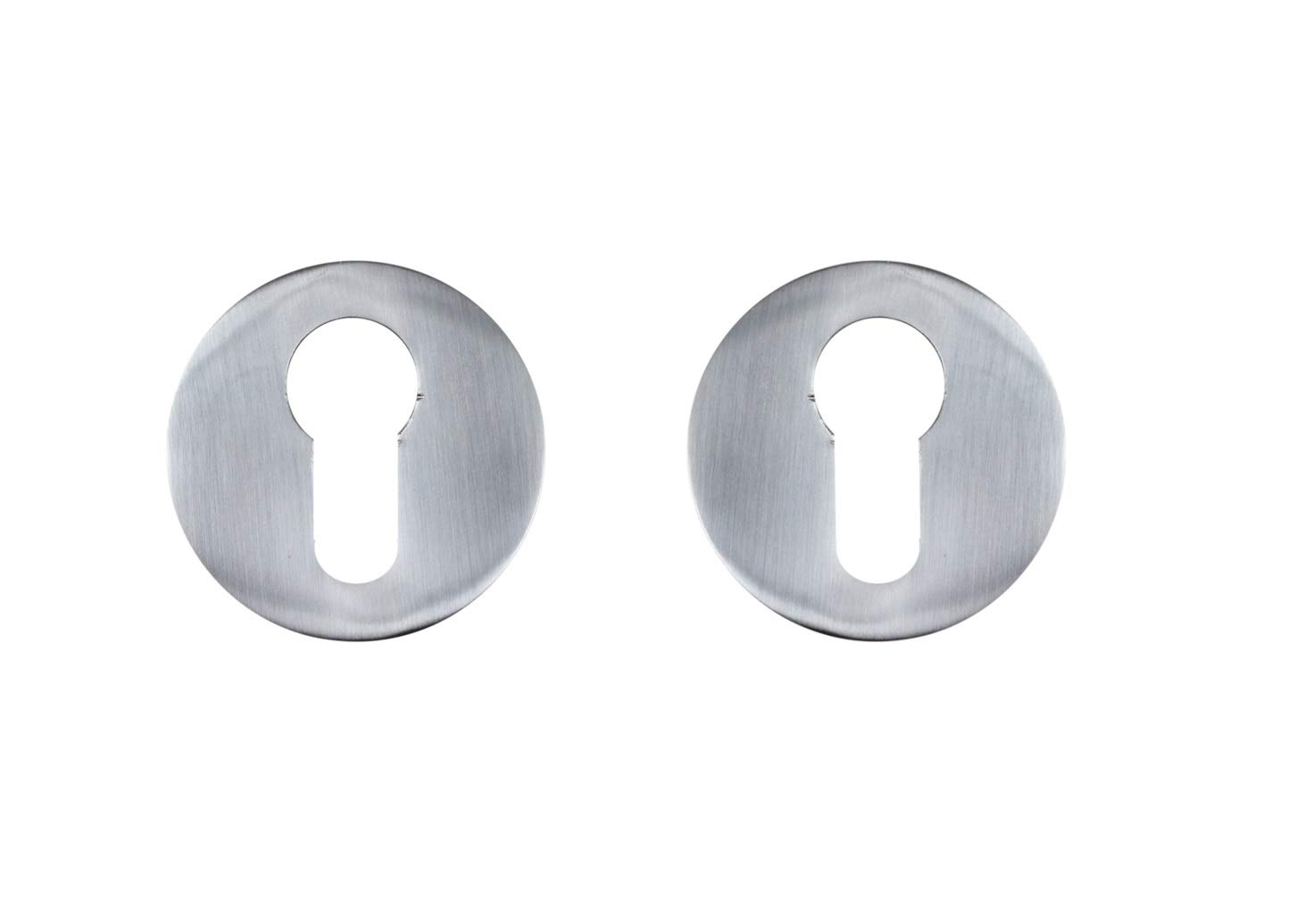 Bricard 900051 Pair of Zamak Escutcheon Plates for Front Door, European Profile, Silver