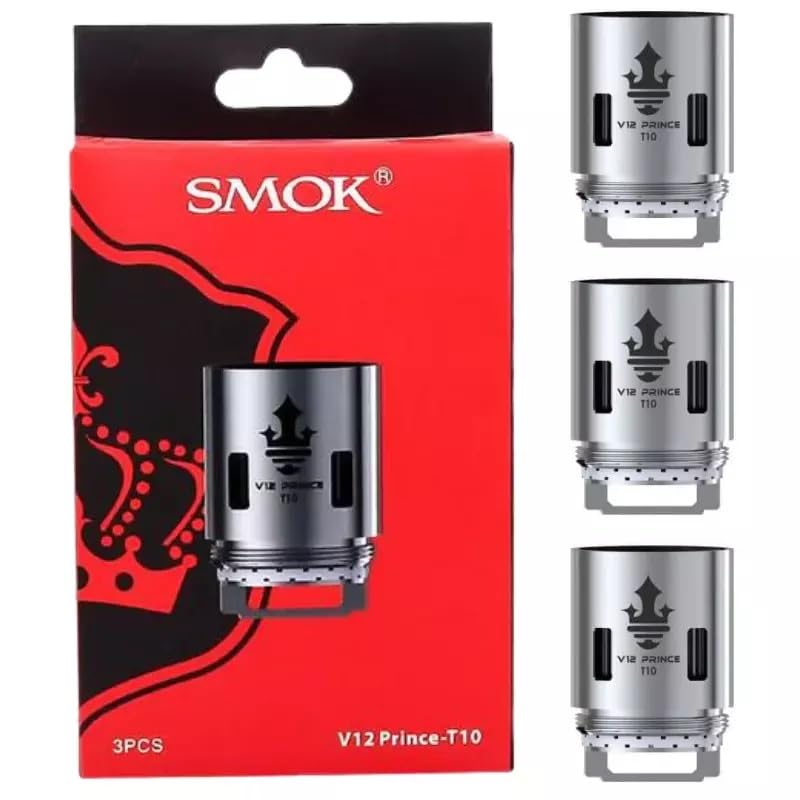SMOK V12 P-Tank Replacement Coils T10 0.12 Ohm [Pack of 3] - Mesh, DTL, Best paired with high VG, Works With TFV12 Prince Tank/P-Tank, No Nicotine