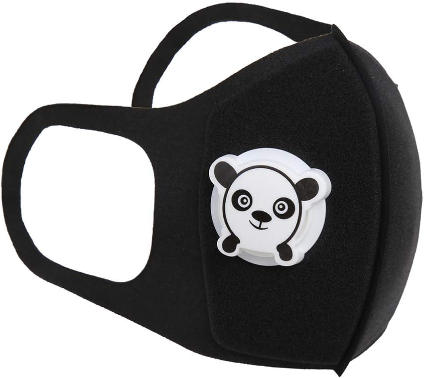 Opla3ofx Kids Protective Mouth Cover, Reusable PM2.5 Anti Haze Dustproof Earloops Mouth Face Cover with Valve Black