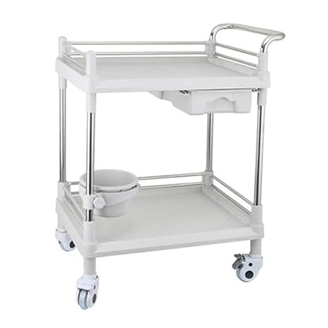 Lxla 2 Shelves Salon Beauty Storage Trolley With Drawers White